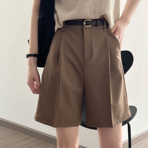 Quần Short Công Sở Cạp Cao Mùa Hè Cho Nữ Quần Ống Rộng Ống Đứng Rộng Rãi Quần Dài Thường Ngày Quần Áo Công Sở