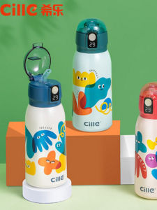 Childrens 316 Stainless Steel Insulated Water Bottle with Straw Portable Anti-Fall Dual Use Student Thermos Boys Girls Kindergarten