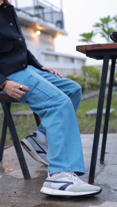Tony Jack Cargo Pants District Blue - Celana Cargo Loose Jeans Pria Baggy Fit