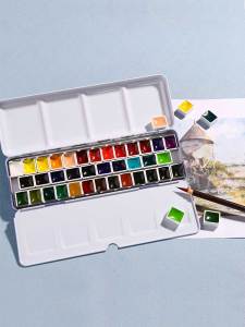 Schminke Master Class Transparent Watercolor Paint Set Iron Box Travel Nail Art Professional Drawing Tools Mini Portable 24 Colors