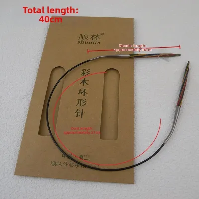 Smooth Circular Knitting Needles Handmade Sweater Needle Colorful Wooden Ring Tool for Knitting Seamless No-Catch Stranding
