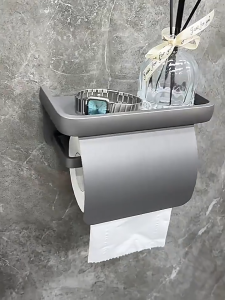 AUMU Gun Grey Luxury Tissue Holder Bathroom Organizer Tissue Box Toilet Paper Roll Holder Phone Holder