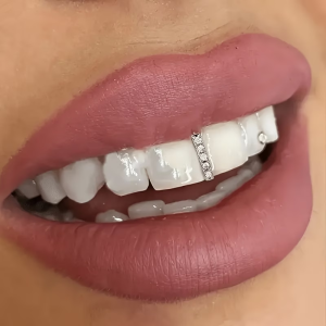 Trendy Combination Of Classic Zirconia Braces With Vertically Engraved Bars Single Piece For Daily Personal Expression.