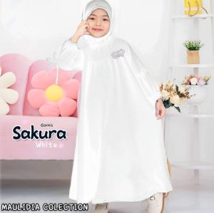 Gamis Anak set hijab pashmina usia 1-12 tahun gamis muslim anak perempuan terbaru 2025 Gamis lebaran  bahan crinkle halus lembut nyaman gamis putih polos viral