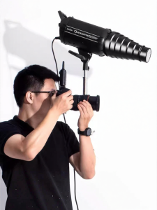 Photography Flashlight with Spotting Cylinder Color Filter Honeycomb Grid and Accessories