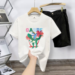 Mens Short Sleeve T-Shirt Pure Cotton Summer New Style Cartoon Print Casual Top Trendy Breathable round Neck Youth Fashion