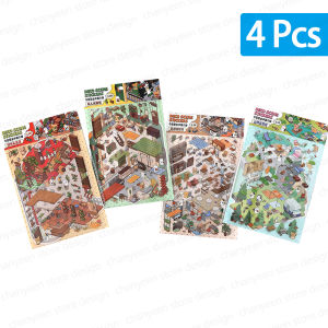 Cartoon Travel Diary Landscape Sticker 2.5D Cabin Scene DIY Toy Game Sticker Festival Birthday Gift for Kid Child Girl