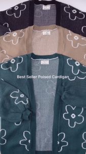 Vintage x Pukka Poised Cardigan (Cardigan Rajut Wanita Korea Oversized Motif Bunga)