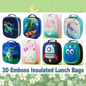 3D Lunch Bag Mini Cartoon Mermaid Dinosaur Picnic Fresh Cooler Bags Childrens Portable Storage Bag Bento Tote Pouch