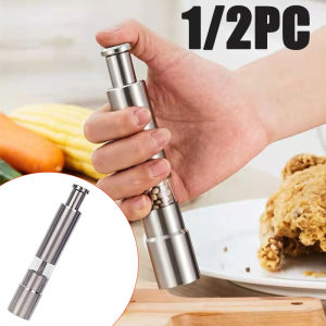 Stainless Steel Thumb Push Spice Sauce Grinder Creative Manual Salt and Pepper Grinder Household Portable Push Button Grinder
