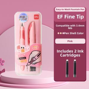 deli | Student Replaceable Cartridge Easy Writing Washable Childrens Fountain Pen