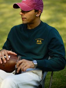 Comfortable Heavy Embroidery Gold Thread Pure Cotton Casual Plaid Sweatshirt American Retro Style Spring Fashion Green Color