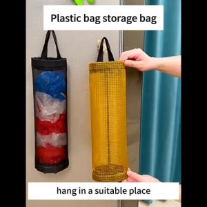 Kitchen Grocery Bag Hanging Net Dispenser Organizer Garbage Bag Holder Storage Bag Mesh