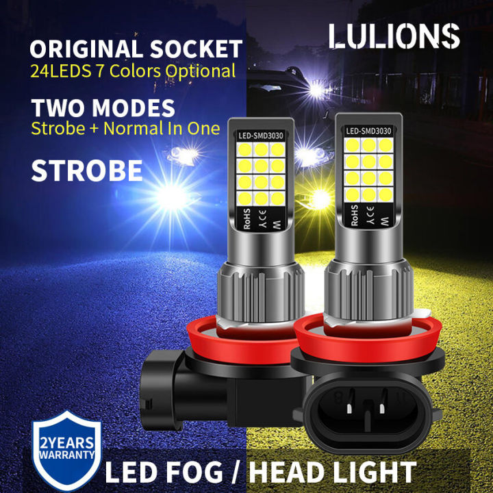 Strobe Car Fog Lamp H11 Led Bulb Original Socket H7 9005 HB3 9006 HB4 H9 H8 Auto Lamp Day