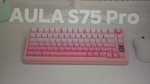 AULA | AULA S75 Pro Tri‑Mode Mechanical Keyboard 75% 80Keys Hot‑swap Gasket Mount with LCD Screen Knob PBT RGB 4000mAh
