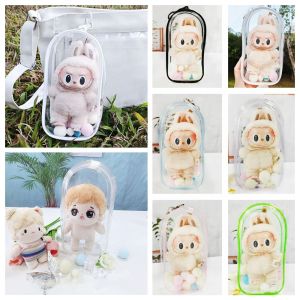 HWSJ 17cm Labubu Doll Outdoor Bag Transparent Multicolor Storage Case Gift 1910CM Doll Display Box 17cm Labubu Doll