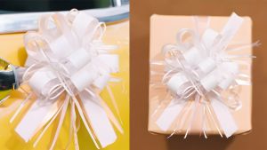 2PCS Handmade Pull Bow Ribbon Flower Ball Wedding Car Gift Packing