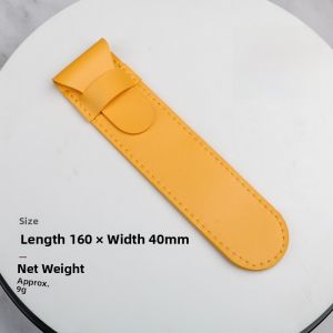 Portable Business PU Leather Pen Case Simple Monochrome Flip Cover Storage Bag Single Piece Name Engraving Logo Embossed