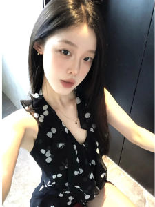 chaqi | Áo ba lỗ không tay in hoa phong cách Pháp cổ điển dành cho nữ mùa hè 2025 Áo sơ mi gợi cảm mỏng nhẹ độc đáo thời trang áo ba lỗ không tay