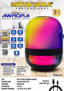 MITSUYAMA PORTABLE WIRELESS SPEAKER 5W + LED RGB MS-4020BT AWRORA