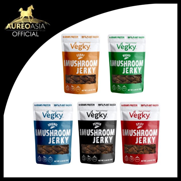 Vegky Mushroom Jerky Original/ Spicy/ Wasabi/ Pepper/ Curry Lazada