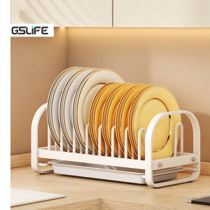GSlife Kitchen Dish Rack: White Dish Storage Rack for Durable & Efficient Dish Organization