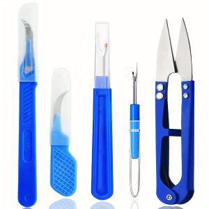 5-Piece blue sewing ripper kit with thread ripper seam ripper and scissors for removing stitches