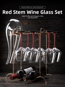 FLOWER MOO | Luxurious Large Red Bowtie Wine Glass Decanter Set