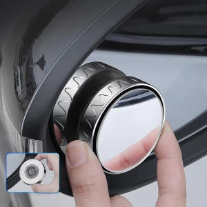 2PCS Car Rearview Sucker Mirror 360 Degree Rotation Wide-Angle Auto Round Frame Mirrors With Suction Cup Car Accessories Silver