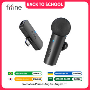 FIFINE Wireless Lavalier Recording MicrophoneType-C Mini MIC for Mobile Phone/Tablet/LaptopLive Streams/Vlog/Interview-M6