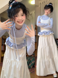 Váy Ngắn Chữ a Màu Trắng Phong Cách Hàn Quốc Cạp Cao Thường Ngày Mùa Xuân 2025 Cho Nữ Váy Ngắn Chữ a Phong Cách Ngọt Ngào