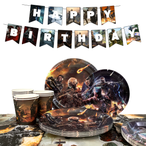Miniso | 126 Pcs Call of Duty Birthday Party Supplies-Plates Cup Napkin Tablecloth Banner etc Call of Duty Birthday Decorations Tableware