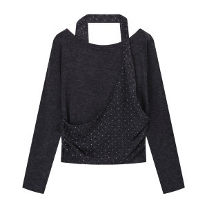 Elegant Long Sleeve Shoulder Bared T Shirt Womens Autumn Winter Slimming Stylish Casual Fashion Commute Suitable Top