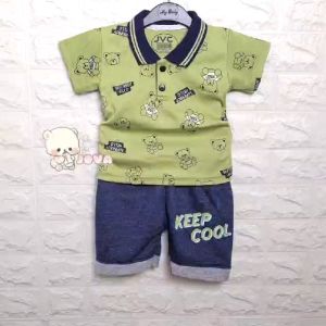 JOVA BAJU BAYI LAKI LAKI SETELAN ANAK COWO LUCU STELAN COWOK 6 12 BULAN KEREN TRENDY KEKINIAN KERAH WANGKI BEAR