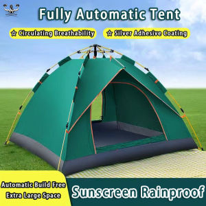 Automatic Tent Outdoor Camping Tent For 2-3/3-4 Persons Automatic Speed Open Foldable Outdoor Camping Tent UV Resist Waterproof 2 Doors Camp Khemah Tidur 户外野营帐篷