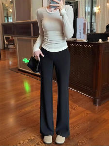 Elegant French Style High Waist Trousers Black