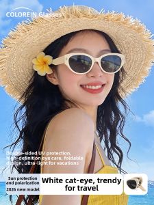 Colore.in | Foldable Cat Eye Sunglasses White Frame UV Protection