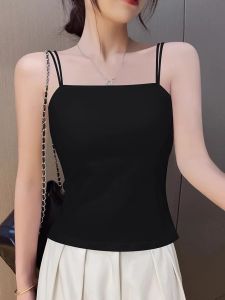 เสื้อกั๊กสายเดี่ยวผ้าฝ้ายแท้ทรงเข้ารูปสำหรับผู้หญิง ฤดูใบไม้ผลิและฤดูร้อน ดีไซน์หลังสวยงาม ไซส์ใหญ่ เสื้อชั้นในสำหรับใส่ด้านนอก