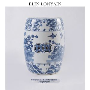 ELIN LONYAIN | Hand-painted Blue and White Ceramic Kirin Drum Stool