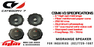 CSM6-V2 CATEGORY 7 6 MIDRANGE SPEAKER 250wrms 6 inches Raw Driver Speaker 2pcs/ser