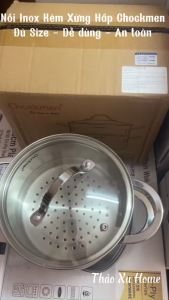 Nồi Inox 18/10 Kèm Xửng Hấp Chockmen Đúc Liền Nguyên Khối Dùng Trên Mọi Bếp Đủ Size