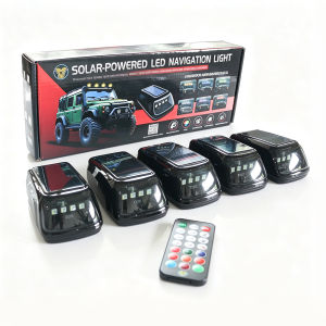 5PCS RGB LED Solar Powered Truck Marker Lights with Vibration Sensor No Drill Installation App Remote Control Multi-Mode for Cab