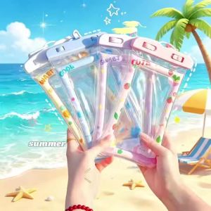 Túi Đựng Điện Thoại Chống Nước Hoạt Hình Tương Thích Màn Hình Cảm Ứng Túi Khô Dưới Nước Kèm Dây Đeo Cho Bơi Lội Lặn Trôi Nổi