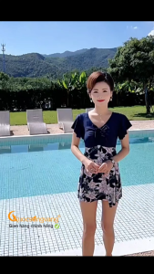 Váy đầm bơi trung niên liền thân kín đáo sang trọng GLSWIM047 Cuocsongvang