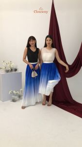 Clouwny Sassy Premium Gradient Skirt Rok Wanita Korean Look Fit to XXL