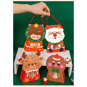 Adorable Cartoon Christmas Gift Boxes - 10PCS Window Candy Favor Goodie Bags with Handles for Kids Party Must-Have