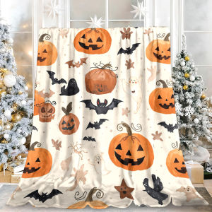Beast Kingdom | Halloween Cute Pumpkin Ghost Bat Flannel Blanket Soft Fuzzy Plush Cozy Warm Throw for Sofa Bed Couch Home Decor