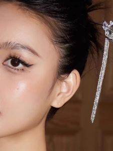 2024 New Style Silver Retro Minority Chinese Double Layer Dragonfly Hairpin Fancy Long Fringe Classic Elegant Hairpin
