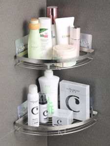 No-Drill Stainless Steel 304 Bathroom Single Layer Storage Rack Wall Corner Double Layer Toilet Paper Holder Organizer