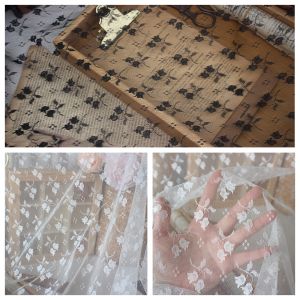 Lace Fabric DIY Headwear Wedding Dress Half Skirt Sewing Decoration Material Black/White Floral Lace Thin Non-Stretch